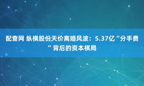 配查网 纵横股份天价离婚风波：5.37亿“分手费”背后的资本棋局